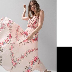 nwt white house black market floral ikat pleated maxi dress 12